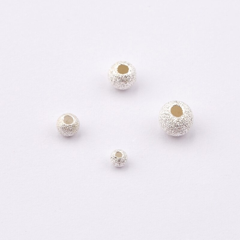 5PCS 3-6mm 925 sterling silver Beads Exquisite brushed round beads Loose Spacer silver Beads Bracelet Necklace Jewelry Making