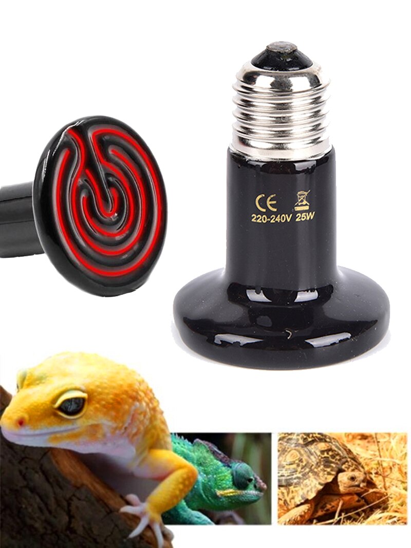 Black Infrared Ceramic Emitter Heat Light Bulb Reptile Heat Lamp Pet Brooder 220-240V Touch Lamp For Chameleon Cage Snake Tank