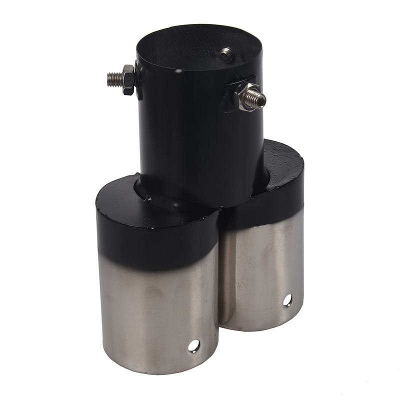 Universal Car Vehicle Exhaust Muffler Steel Tail Pipe:Straight Double Tube(silver&black)