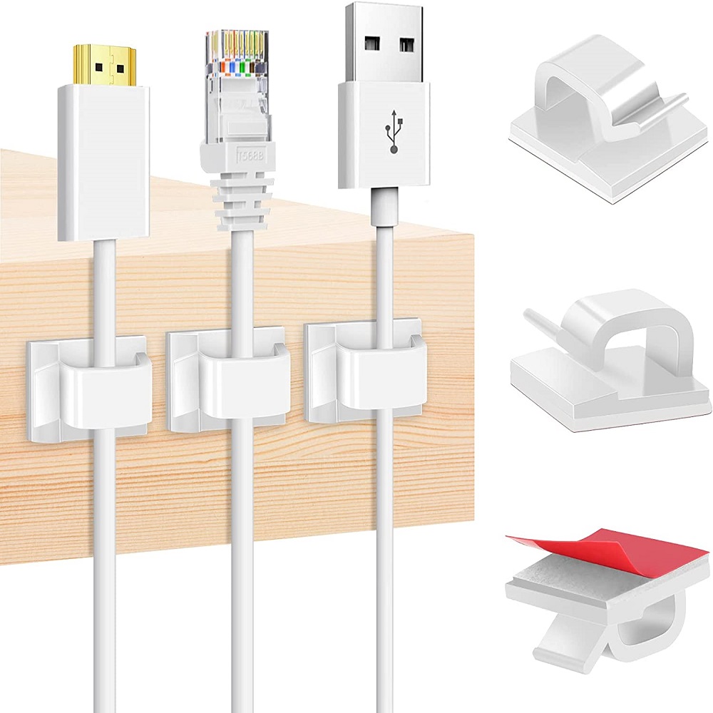 10 PCS Self-Adhesive Cable Organizer Clips Upgraded Wall Wire Clips for Cable Management For Under Desk Ethernet Electric Wires