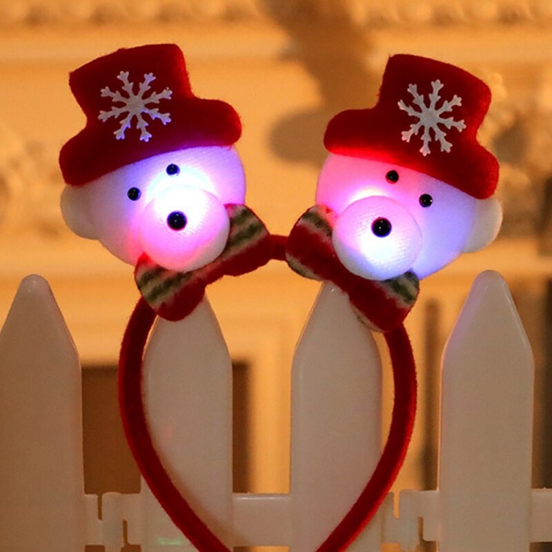 Diadema navideña de luces LED con Santa renos muñeco de nieve oso, diadema para el pelo, decoración navideña de doble cabeza para año: A4