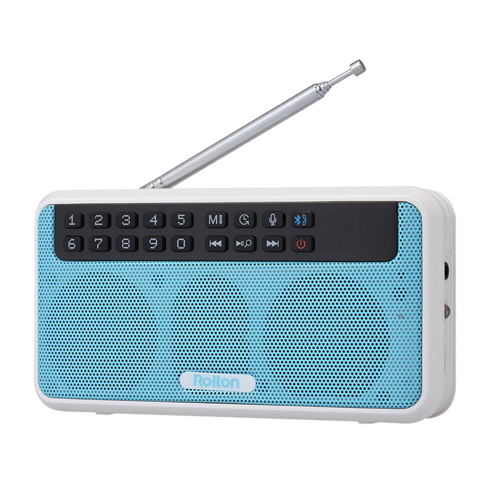Rolton  e500 trådløs fm radio 6w hifi stereo bluetooth højttaler musikafspiller digitale radioer lommelygte led display mic record tf: Blå
