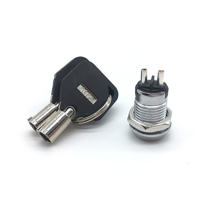 2pcs 12mm Metal Key Switch 250V ON OFF Lock Switch KS Electrical Key Rotary Switch with 2 Keys 2 Position