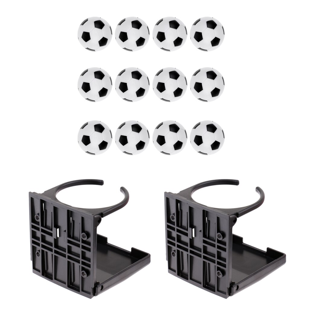 2 Pieces Plastic Foldable Drink Holder With 12 Table Soccer Balls For Replacements Foosball Table Soccer Table Accessories