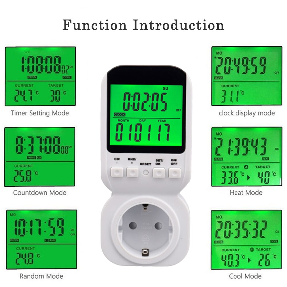 Thermoregulato Temperature Controller Thermostat Switch Timer Socket with Sensor Probe Adjustable Temperature