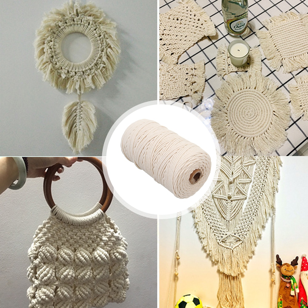 1 Roll Macrame Cord Rope Twisted String Cotton Cord For Handmade Natural Beige Rope DIY Home Accessories 3mm 4mm 5mm 6mm