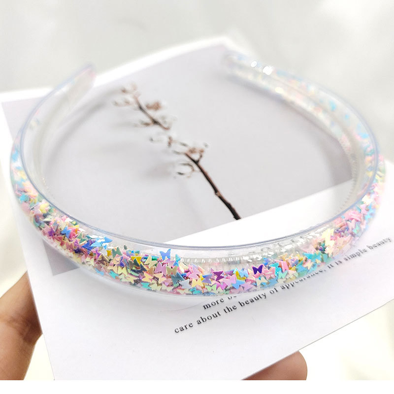 Serre-tête Transparent en forme de cœur de Fruit pour enfants, en résine, à paillettes, pour filles, accessoires pour cheveux: 6