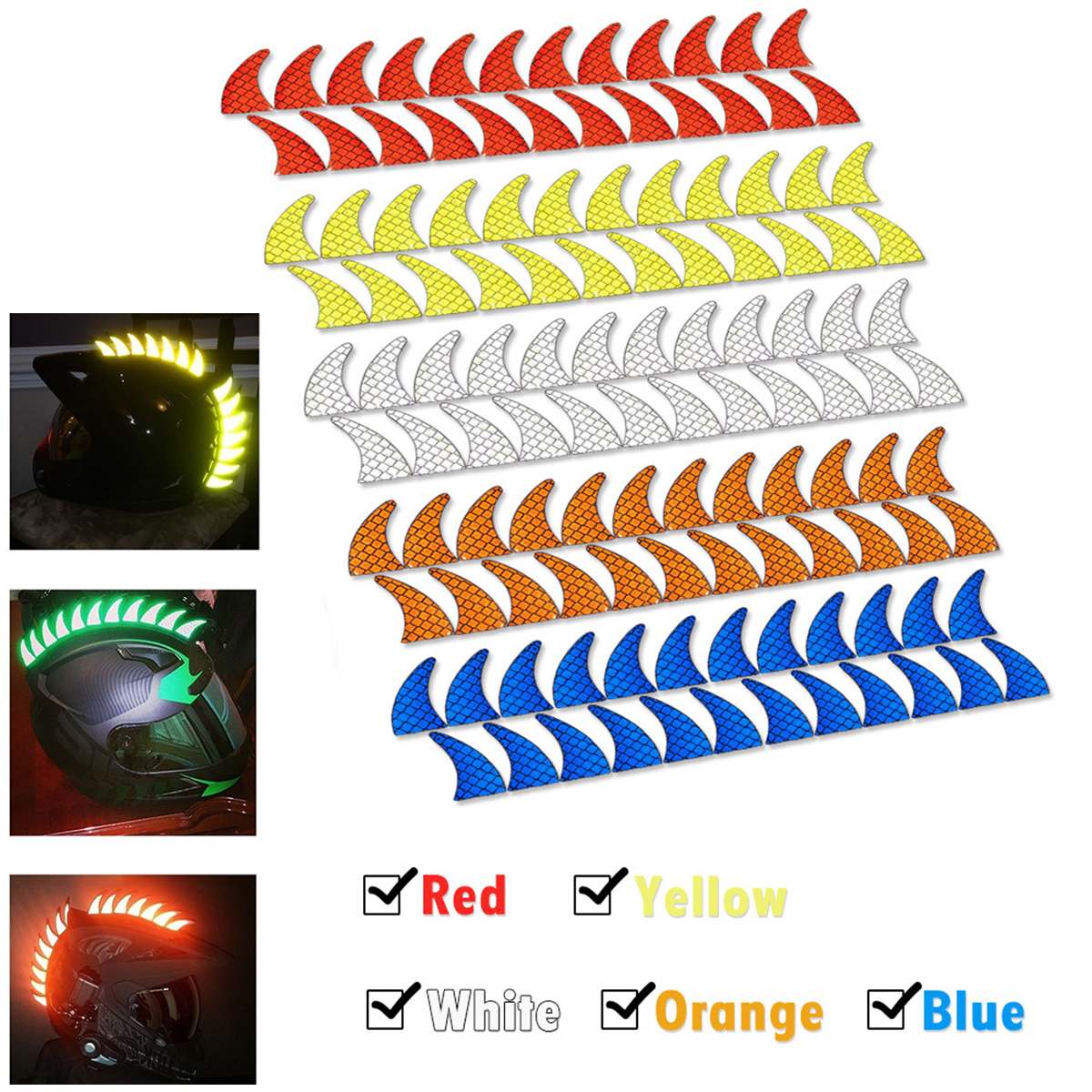Pegatina para casco de motocicleta, reflectante, 5 colores, Mohawk, cascos de motociclista, Mohawks