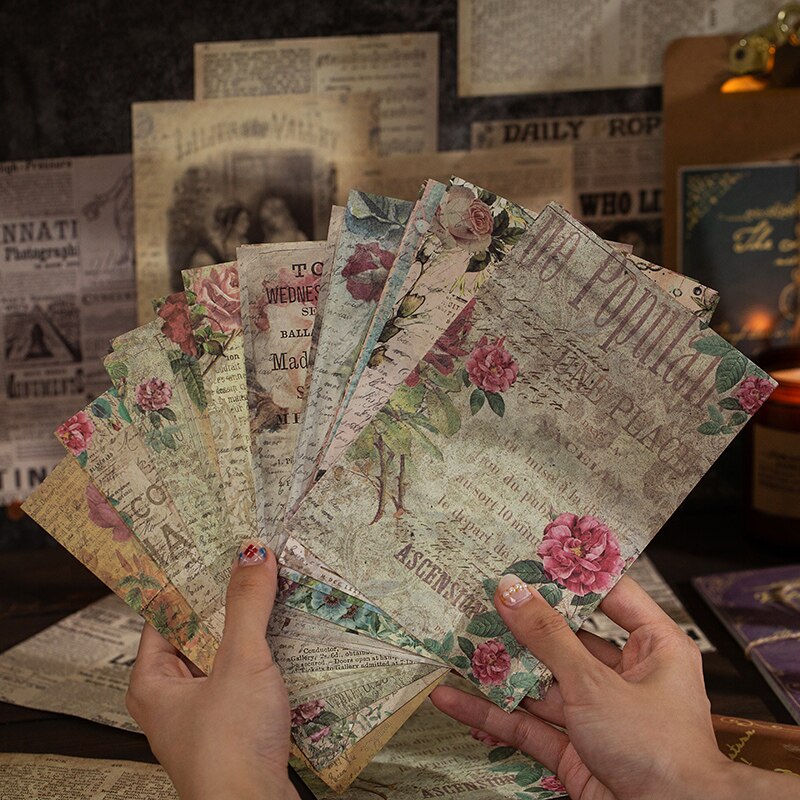 30pcs Antique old newspaper Letter Scrapbooking/Card Making/Journaling Project DIY Retro Hangtag with Hole Cards