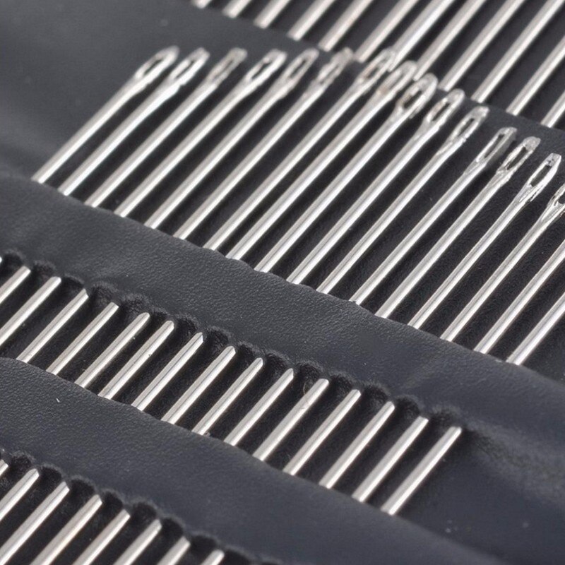 Juego de agujas de coser a mano de ojo grande de acero inoxidable, diferentes tamaños para costura, agujas de bordado, 55 piezas