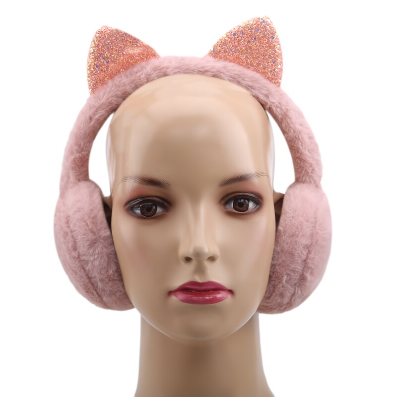 Hænger øredæksel varm vinter ørebeskyttere kvindelige hovedbeklædning tegneserie ørepuder pels ørebeskyttere kold øre varmere fold ørebeskyttelse hovedbøjle