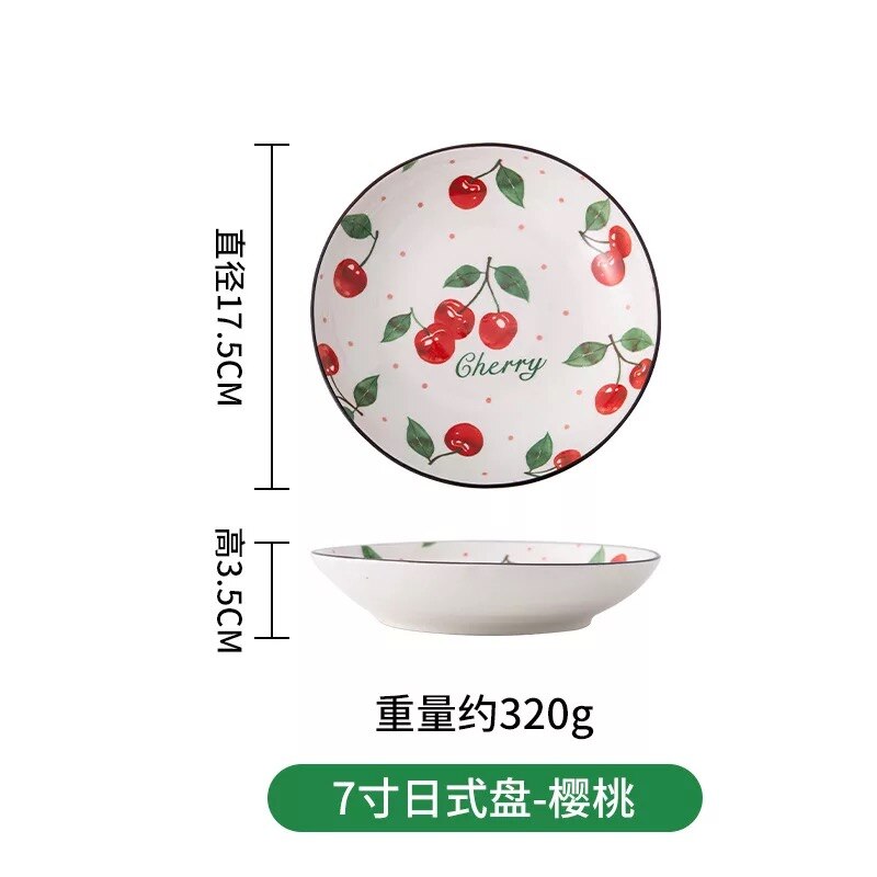 Ins Style Fruit dessiné à la main en céramique saladier assiettes ensemble bol à soupe bol de stockage vaisselle ensemble directe: J