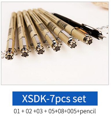 SAKURA-pluma de aguja de pintado a mano, aguja de boceto para dibujar manga, Micron, delineador, pluma de línea de gancho, suministros de arte: XSDK 7pcs set