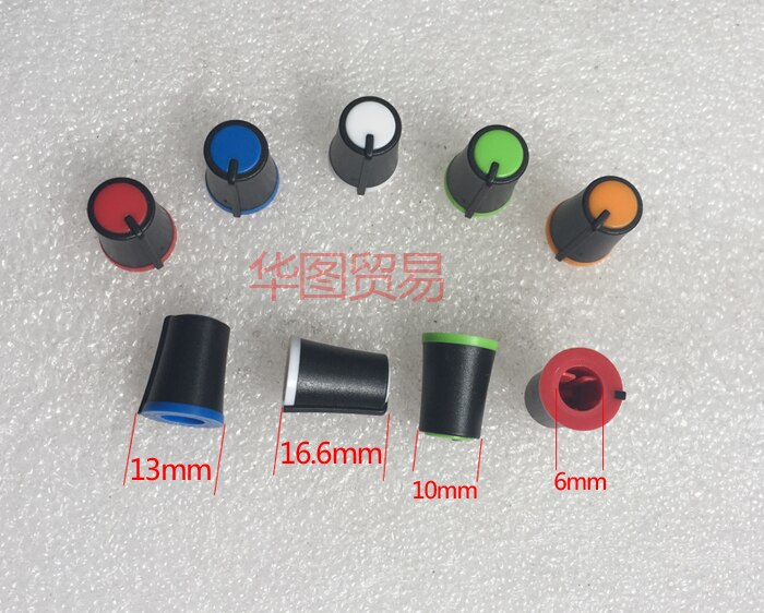 60 stks half as D gat plastic knop cap/270 graden mixer toetsenbord potentiometer knop roterende cap/rood geel blauw groen whi