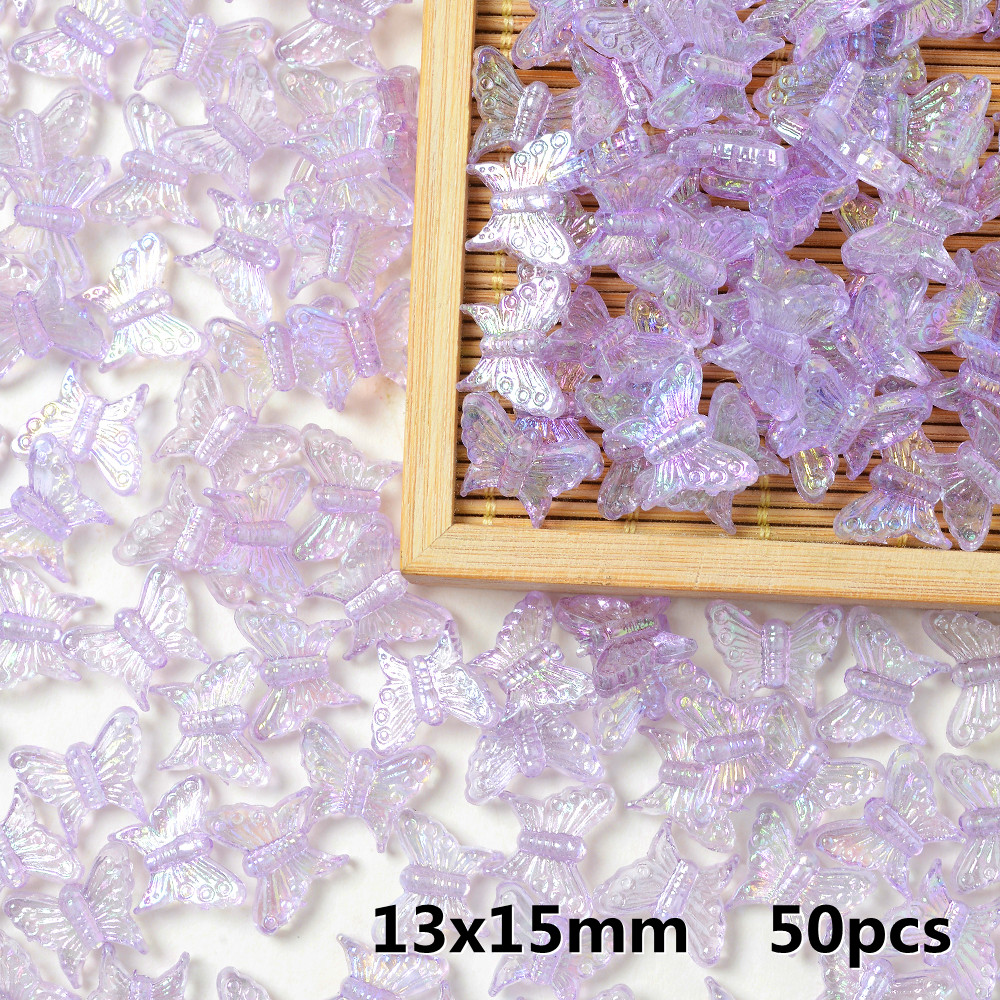 IYOE – mélange de perles papillon AB en cristal acrylique, perles d'espacement amples pour la fabrication de bijoux, épingle à cheveux, accessoires de bricolage faits à la main: Rouge