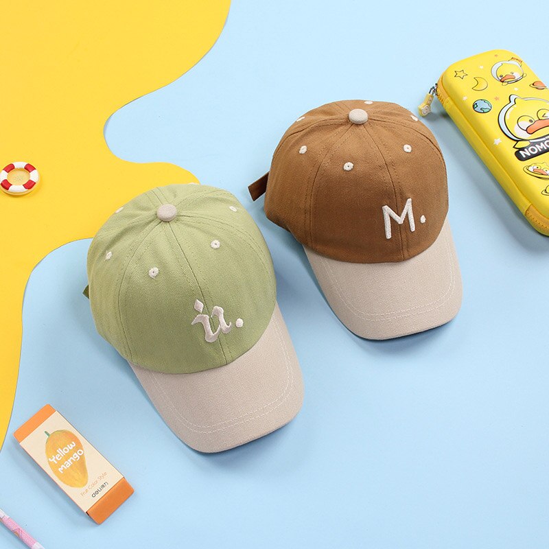 Gorra de béisbol con letras para niños y niñas, gorro de béisbol con letras de coreana, ajustable, para deportes al aire libre, de 1 a 4 años