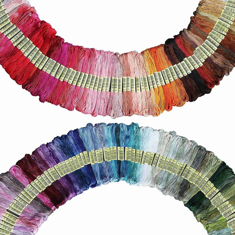Rainbow Color Embroidery Thread Cross Stitch Threads Bracelets Floss Crafts Floss 200 Skeins Per Pack
