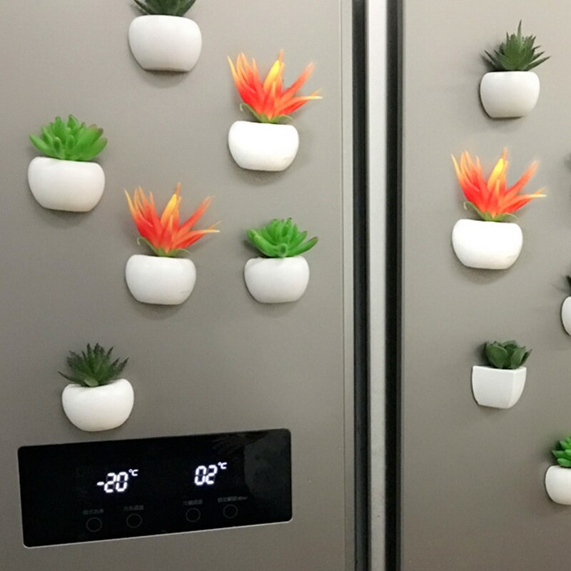 Buket blomster køleskab potteplante klistermærke til hjem vægindretning 3d køleskab klistermærke magnetisk saftig plante køleskab magnet magnet klistermærke