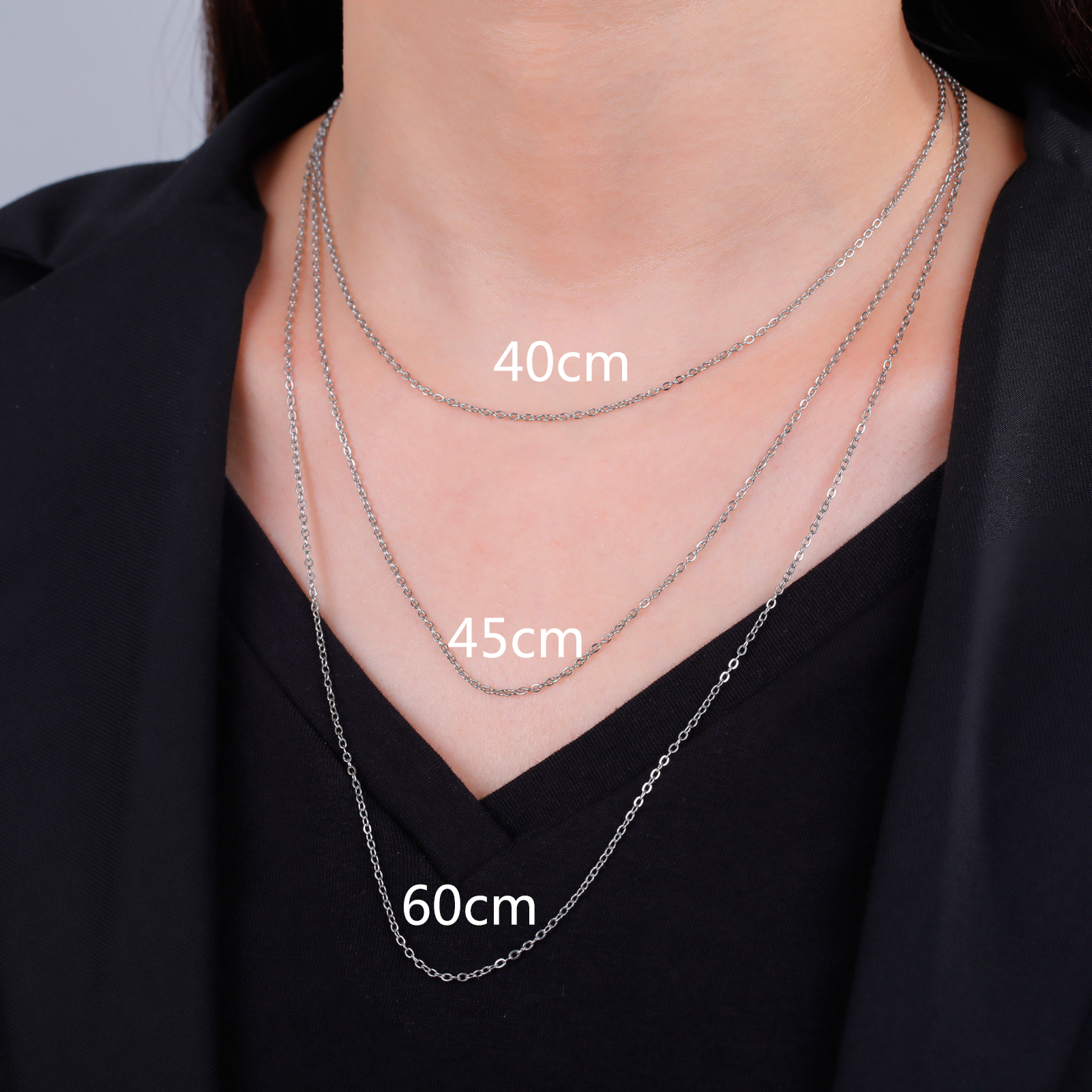 Lucktune Collar minimalista de acero inoxidable para mujer, cadena fina en forma de O, joyería Bohemia, , , 1,3 MM de ancho