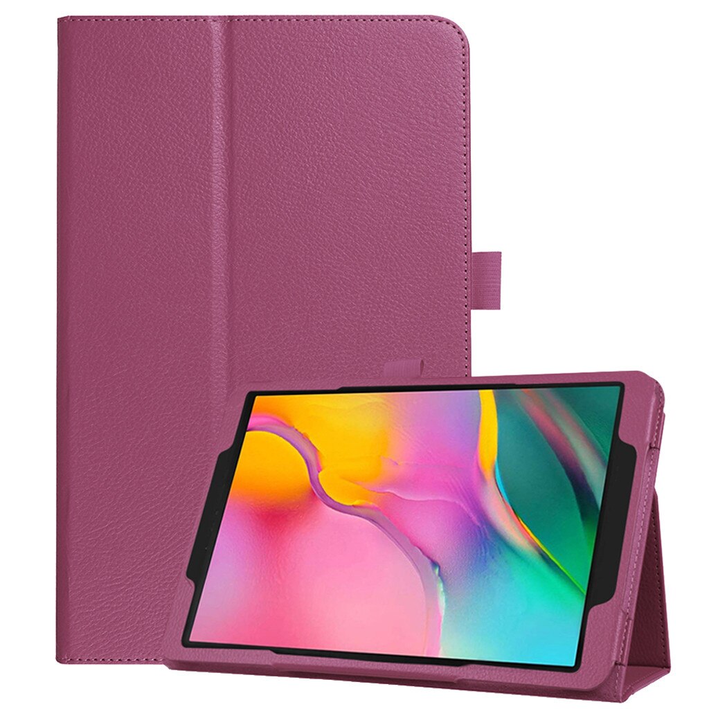 Tablet Case Pu + Lederen Flip Case Cover Voor Samsung Galaxy Tab Een 10.1 SM-T510 T515 Leather Slim vouwen Funda Tablet # Ew: Purple