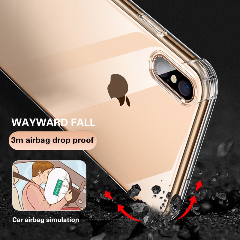 Étui en Silicone antichoc Transparent de luxe pour iPhone X Xr Xs étui Max 12 11 Pro Max 8 7 6s Plus SE coque arrière en Silicone