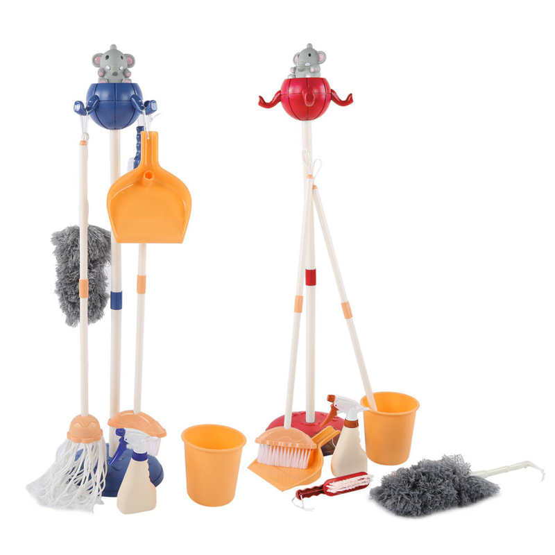 Enfants éléphant ménage outil jouets en plastique dessin animé semblant jouer nettoyage balai vadrouille brosse ensemble jouets éducatifs pour enfants