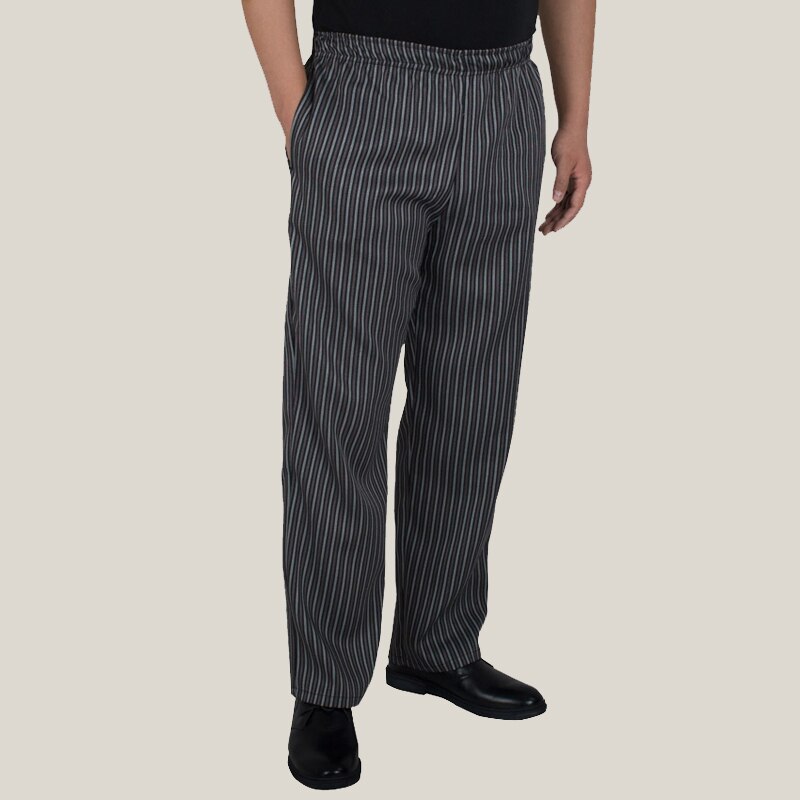 Neue kochdienst koch einheitliche chef de partie executive chef hose schwarz weiß gestreiften elastischen Rote Paprika Migo restaurant uniform