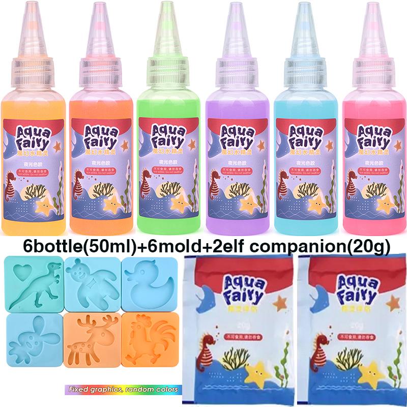 Leuchtende Fee, magische Wasserelfe, leuchtet im Dunkeln, ozeanische Form, Aqua-Fee-Gel-Sets, DIY-Handwerk, Materialien, für Kinder: Orange