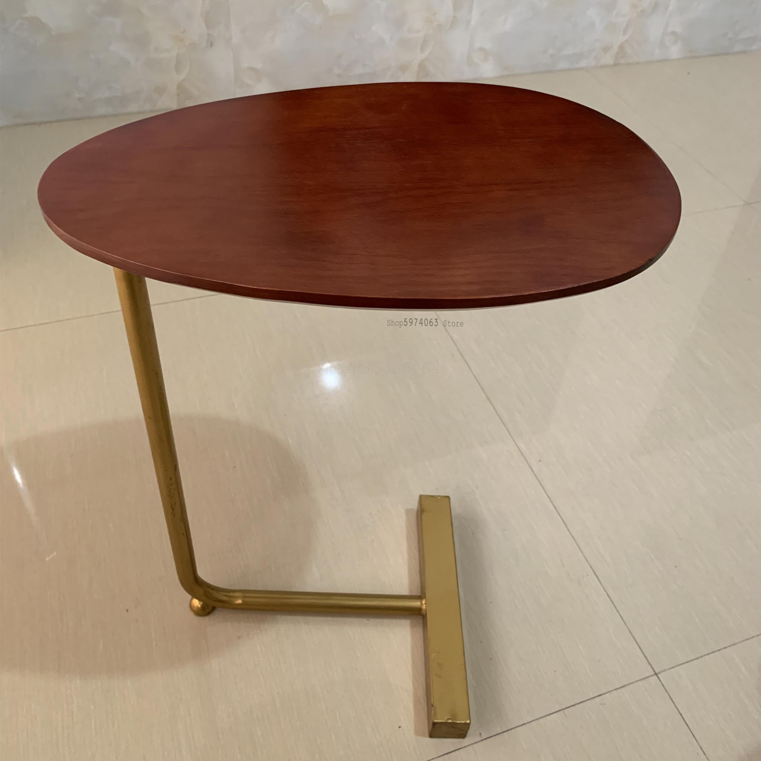 Nordisk minimalistisk soveværelse sengebord oval massivt træ læsebord balkon lille sofabord sofa mini hjørnebord: Gnister  fy 4