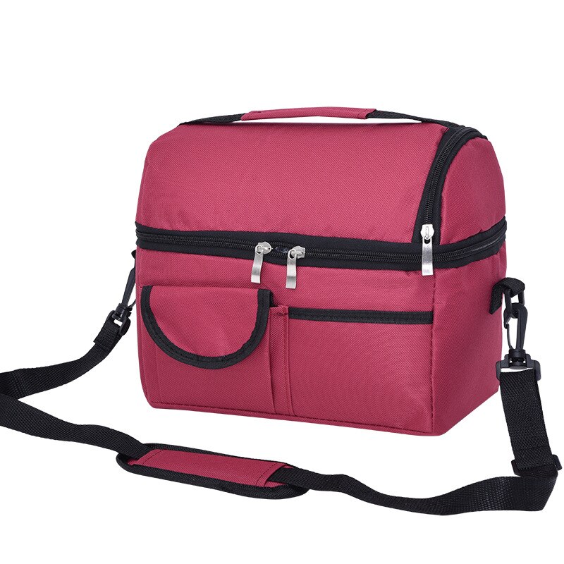 Borsa termica per ghiaccio a doppio strato borsa per alimenti latte materno bottiglia per la conservazione fresca borsa per mummia nuovo pranzo Bento Box per adulti bambino e studente: Wine red