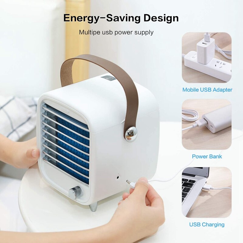 Tragbare Klimaanlage Kleine USB Schreibtisch Luftkühler Fan Gebaut in Eis Kasten Starke Wind Eigenschaften für Heimat Sekretariat Schlafzimmer