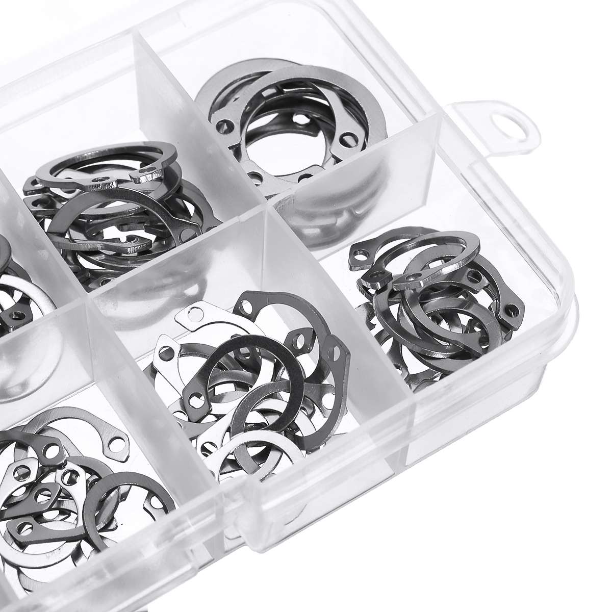 100pcs M8-M18 Internal External Retaining Circlips C-clip Washers Snap Retaining Ring Circlip Carbon Steel Assortment Kit