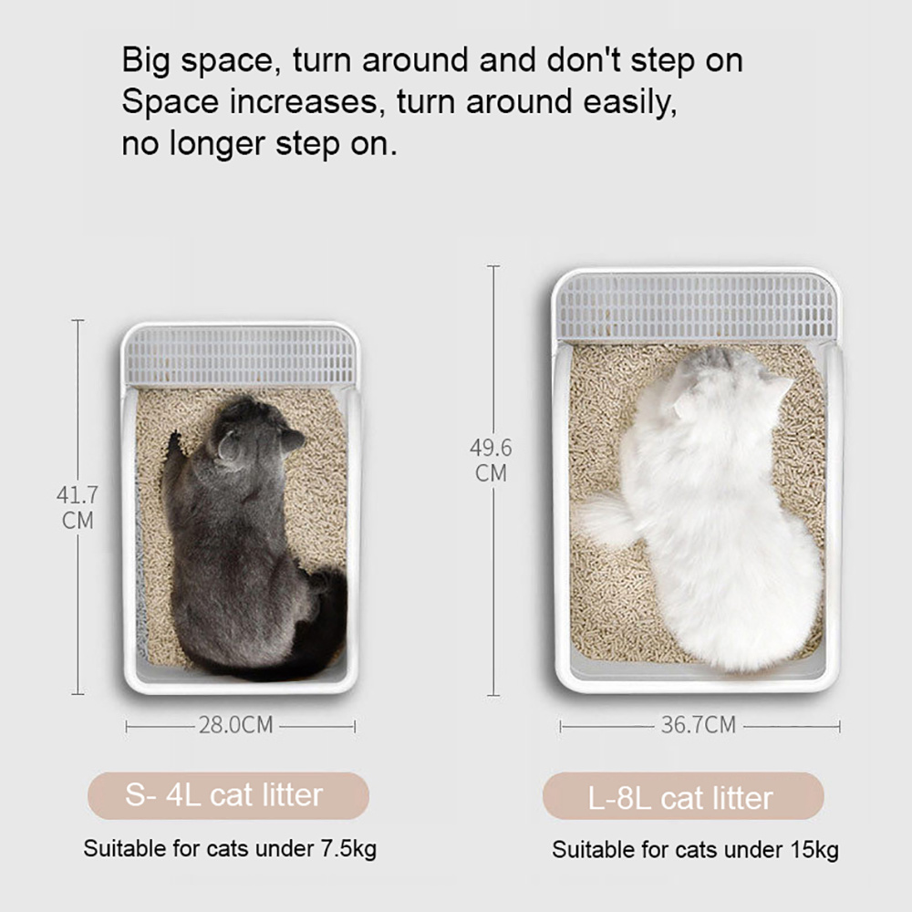 Litière Bac À Sable Chat Chats Plateau Nettoyage Sain et Respectueux de l'environnement PP Résine Semi-fermée Chaton Toilette Fournitures Pour Animaux de compagnie