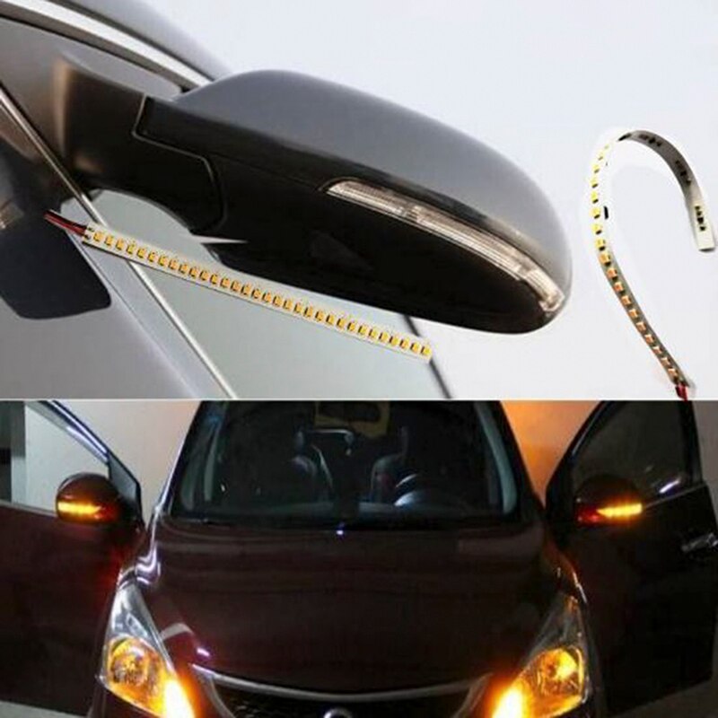 2Pcs Auto Achteruitkijkspiegel Indicator Lamp Drl Streamer Strip Vloeiende Knipperlicht Led Auto Lichtbron Richtingaanwijzers voor Auto 'S