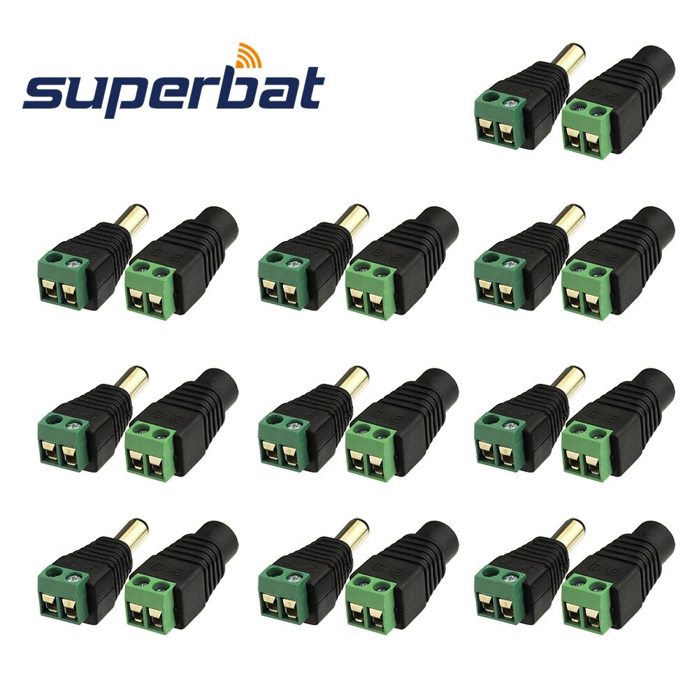 Superbat 10 Pcs 12V Man + Vrouw 2.1X5.5 Mm Dc Power Jack Plug Adapter Connector Voor Cctv camera