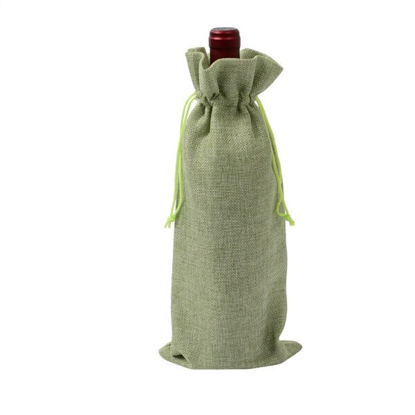 Jute Wijn Zakken rode wijn Fles Covers Champagne Pouch jute Verpakking Zak Bruiloft Verjaardagsfeestje Decoratie Wijn Zakken: Light Green