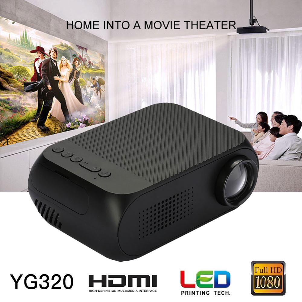 Miniproyector LED portátil YG320 para el hogar, HD, 1080P, 320x240 píxeles, HDMI, USB, 3D