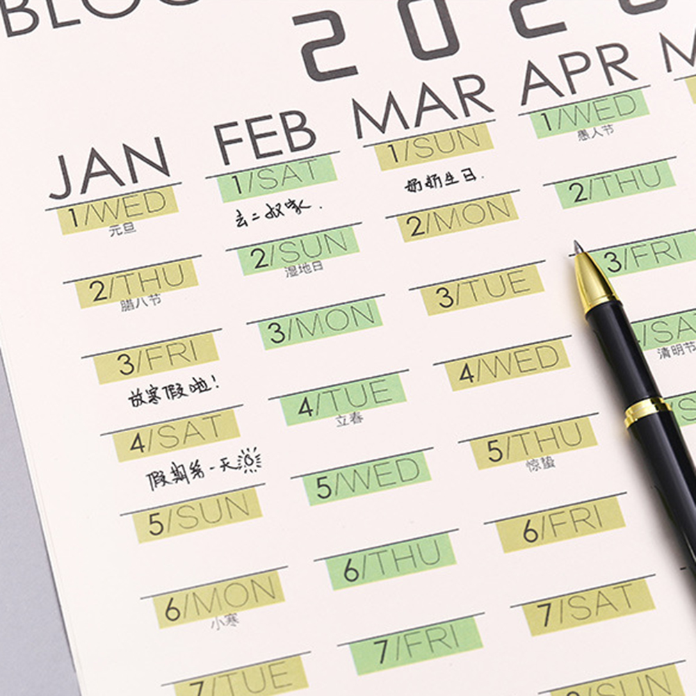 1pc års vægkalender dagplanlægger papir dagsorden dagligt studieskema for kontorskolehjem