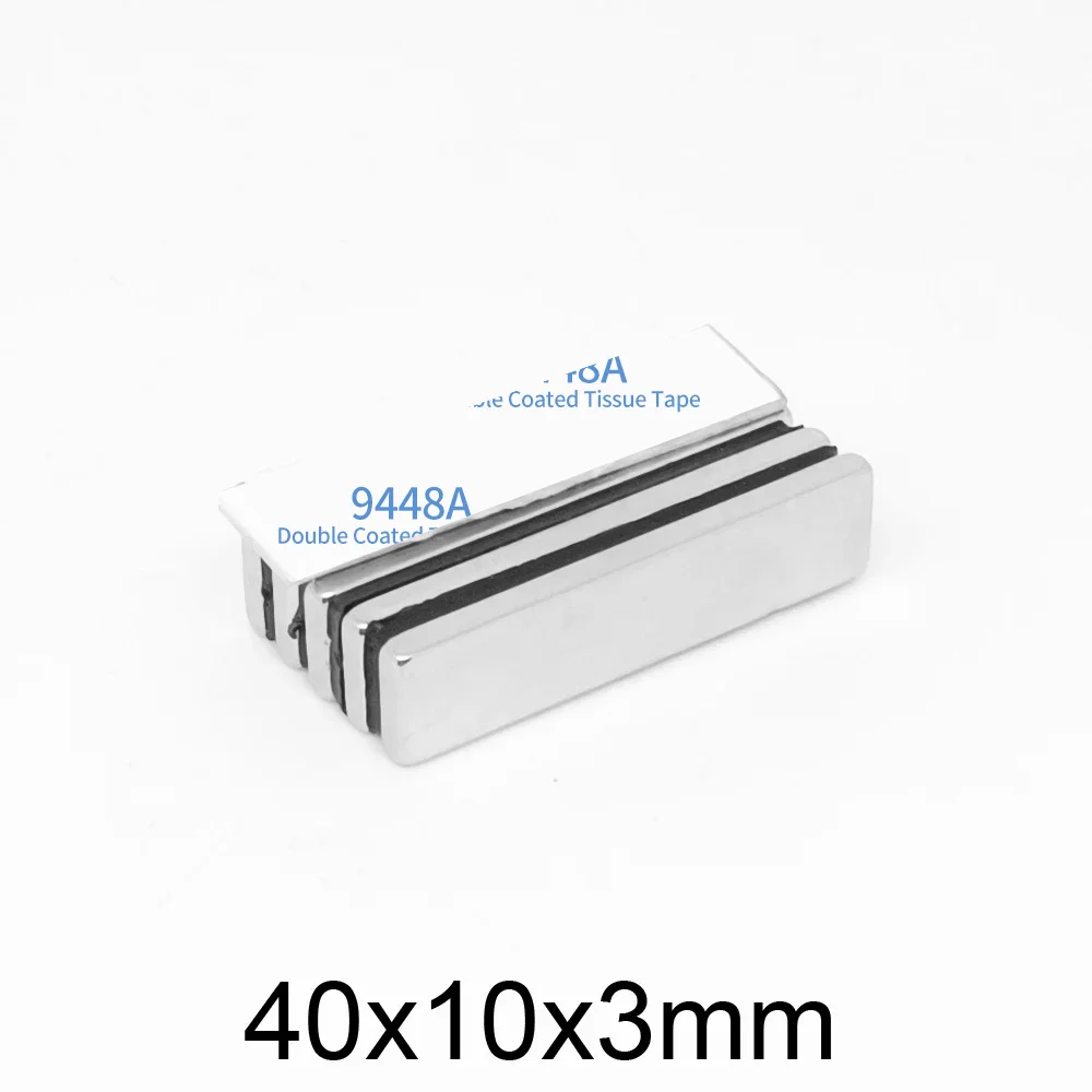 40x10x3mm Blok Krachtige Sterke Magnetische Magneten 40*10*3 Quadrate Magneet Met Tape Voor Koelkast, DIY, Wetenschappelijk, Craft 40x10x3