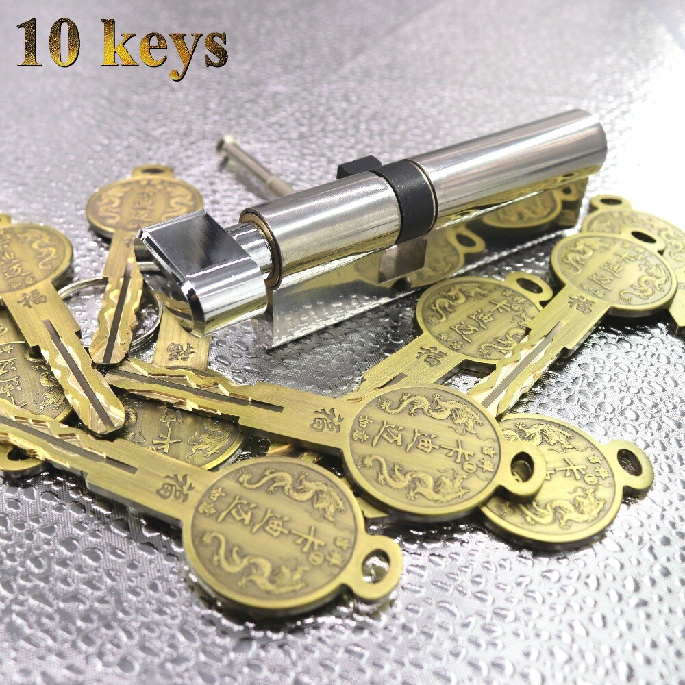 Door cylinder Security Copper Lock Core Security door Handle Brass 10 Keys Anti-Pry Stainless Cylinder door lock bedroom lock