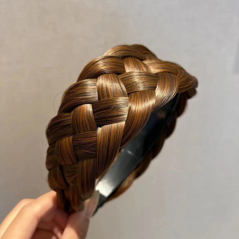 Peluca de para niñas, diademas trenzadas, aro de pelo ensanchado, tocado superior de calavera alta, bandas para el cabello trenzadas, tocado antideslizante para mujeres