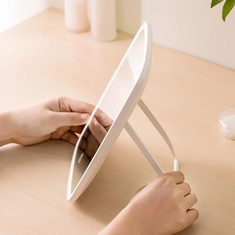 Portable Makeup Mirror LED Natural Light USB Refill Angle Adjustable Touch Control Brightness Dimmable Lights Women
