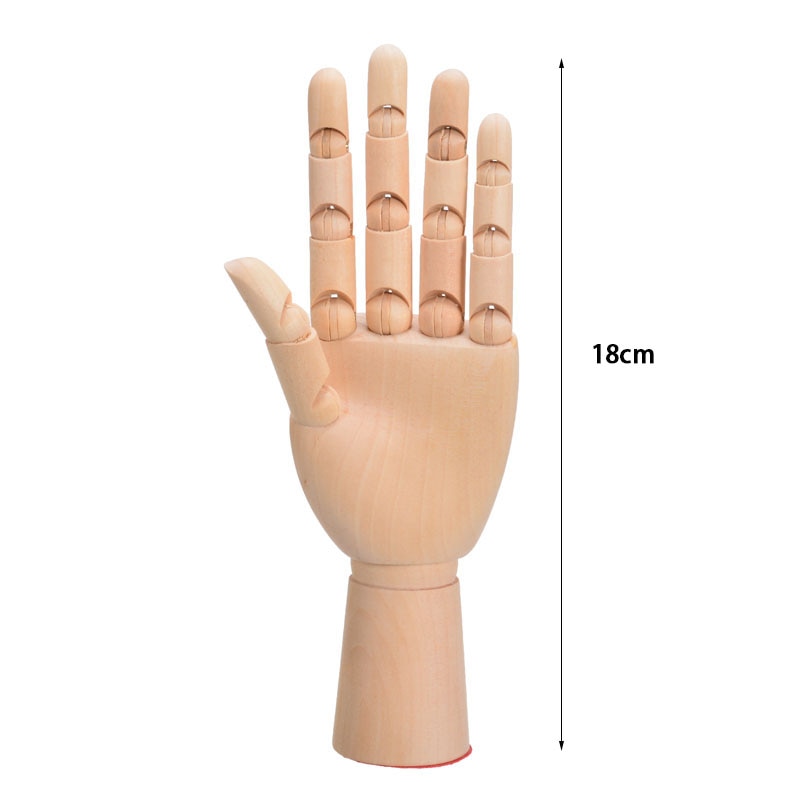 1pc 7 inch Wooden Hand Model Human Figure Artist Painting Model Mannequin Jointed Doll Flexible Drawing Manikin Wood Sculpture