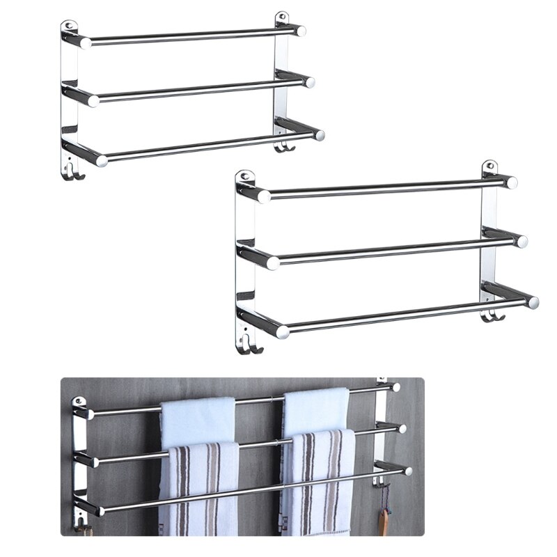 Rekbaar Verstelbare Roestvrij Staal Handdoek Bar 3-Tier Flexable Badkamer Rack Wand Hand Handdoek Schotel Doeken Hanger houder