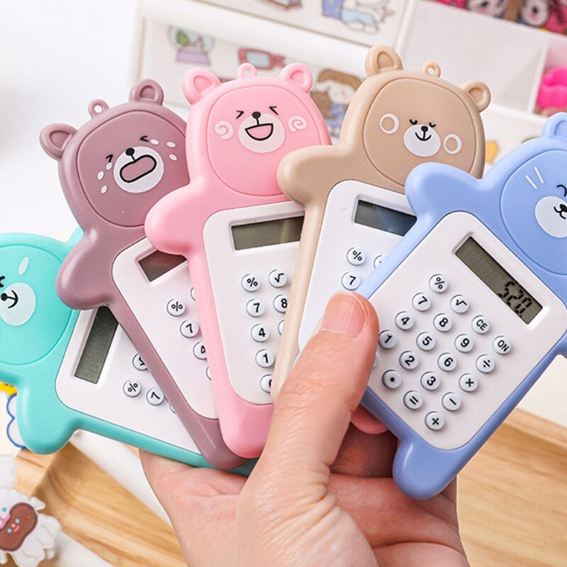 1pc mignon calculatrice de poche pratique taille 8 chiffres affichage à piles bureau Kawaii Animal calculatrice pour enfants fille