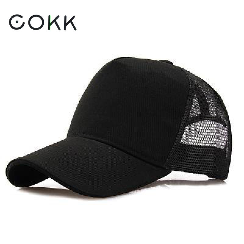 COKK, gorra de béisbol de , gorra de malla con Cierre trasero para hombre, gorros de mujer para hombre, gorra informal negra ajustable, gorra de Sol para camionero