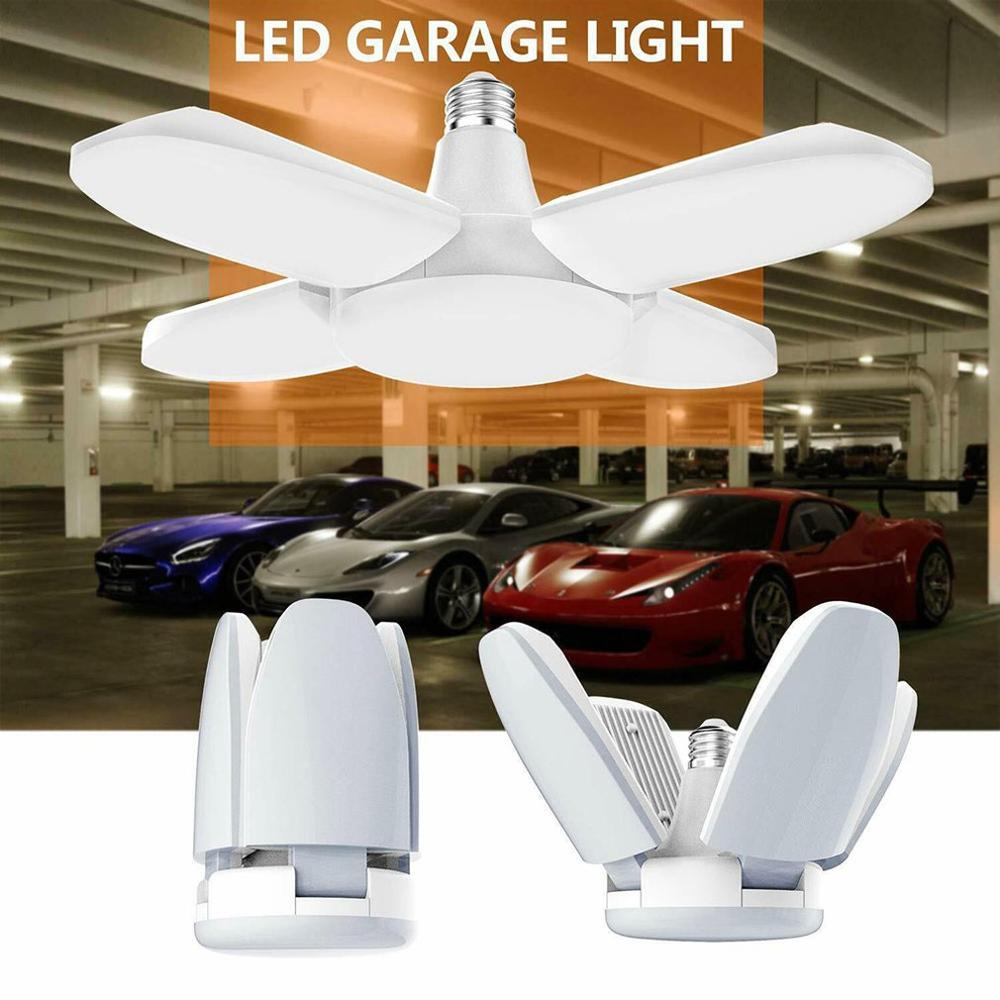 LED Garage Light 360 Degrees Deformable Ceiling Light For Home Warehouse Workshop Folding Three-Leaf Deformation Lamp