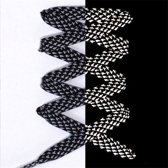 1 Paar 100Cm Reflecterende Schoenveters Lichtgevende Platte Schoenveters Schoenen Vrouw Man Casual Sport Veters Ronde Veters Accessoires: black