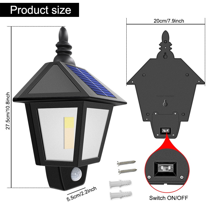 Luces solares, lámpara de pared Solar parpadeante con llama para baile, lámpara Led impermeable para exteriores, decoración Solar de paisaje, iluminación de seguridad