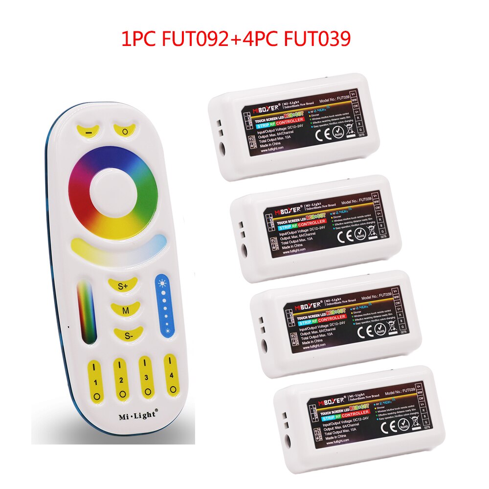 Milight RGBCCT LED Controller FUT039 + FUT092 2,4G Wireless 4-Zone RF Touch Remote + Miboxer WL-Box1 2,4 GHz Wifi Controller: Package 4